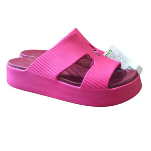 NEW Crocs Getaway Groove Platform H Strap Sandal Womens 8 Dragonfruit Pink Shoe